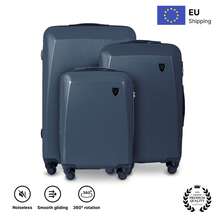 W WINGS 20"、24"、28" ABS+ 硬殼行李箱套裝 | 密碼鎖、伸縮拉桿、360°旋轉輪，適用於度假與商務旅行 - 藏蓝色 - 查看 2