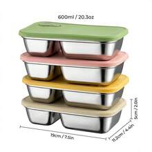 304 Stainless Steel Food Container, Stackable Refrigerator Sealed Fresh-Keeping Box, Fruit And Vegetable Meat Storage Box With Lid, Large Capacity Food Preservation Box, Suitable For Kitchen Food Storage And Organization - Multicolor - View 20