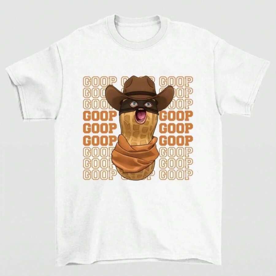 Camiseta Gráfica de Moda 2026 con Diseño de Meme de "Burnt Peanut Goop", Unisex, Estilo Urbano, para Parejas, Romance, Lujo Discreto, Alta Calidad, Máxima Comodidad, Ajuste Perfecto, Estética, Broma Sarcastica, Novedad, Atuendo a la Moda, vibes de verano. - Blanco - Ver 1