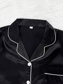 6pcs Satin Pajama Set For Women, Lapel Collar Button Front Solid Color Short Sleeve Shirt And Shorts, Soft Loungewear Sleepwear Set For Women, Suitable For Home Use - Multicolor - View 5