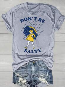 Plus Size Women's Clothing, "Don't Be Jealous" Print T-Shirt - Fun And Playful Beach Phrase, Mermaid And Shell Design, Casual Short Sleeve Round Neck Top, Lightweight And Breathable Polyester Fiber, Suitable For Spring And Summer, Theme Parties And Daily Outfits - Geometric Print, Machine Washable, Non-Stretch Fabric, Regular Fit, Fun Illustrations, Relaxed Style - Basic And Versatile. - màu đen - Xem 6
