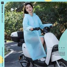 AD 1件透明EVA防水户外旅行夹克，男女通用加厚可重复使用带帽雨衣 - A - 查看 6