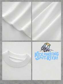 Women's Cotton T-Shirts Nice Parking Spot, Rita! Graphic Print T-Shirt For Women, Comfortable And Pure Cotton For Casual Outings And Weekend Style. A Fun And Unique Gift For Her. Express Yourself With This T-Shirt! Women's Basic Blouses - 白色 - 查看 5