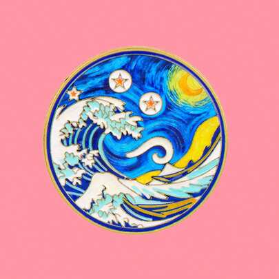 Ghim cài áo men tráng men hình tranh Lang Van Gogh của Nhật Bản, huy hiệu cài áo, phụ kiện quần áo, trang sức thời trang, quà tặng bạn bè.