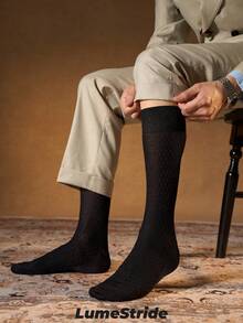 Men Crew Socks | Business & Everyday | Versatile Dress Socks | Comfortable Nylon | All-Match Style - Black - View 6
