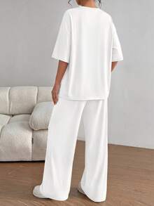 PRETTYGARDEN Women's Summer Clothes 2 Piece Sets Lounge For Short Sleeve Matching Airport Travel Outfits Casual White Vacation Summer Brunch White Outfits For Women Mothers Day Outfit - 白色 - 查看 2