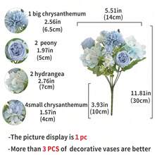 4/1pc Artificial Peony Hydrangea Chrysanthemum Bouquet - Perfect For Weddings, Engagements And Home Decor | Spring Tabletop Decor, Valentine's Day, Birthday Gift, Graduation Gift, Autumn Decoration, Christmas - Blue - View 5