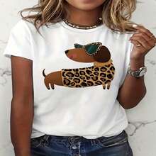 One Classic And Versatile Piece, A Short-Sleeved, Pure Cotton T-Shirt, Ideal For All Seasons, With An Adorable Print Design For Poodle Dog Lovers, Modern Style - White - View 3
