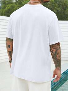 Manfinity RSRT Camiseta básica de manga corta y cuello redondo, de color liso, tallas grandes para hombre, para uso laboral - Blanco - Ver 2