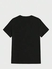 Skull Print Shirt, Men's Casual Crew Neck Printed T-Shirt, 100% Cotton, Y2K Men's Clothing, Gift For Men - 黑色 - 查看 2