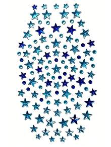 Blue Star Rhinestone Stickers, DIY Self-Adhesive Music Festival Face Decorations, Stage Makeup Eye Glitter Stickers - Multicolor - View 3