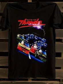 Men's T-Shirt With Racing Design And Red Stripes, Round Neck, Casual And Modern Style, Suitable For Racing Sporting Events - Durable Short-Sleeved T-Shirt For All Seasons, Basic Summer Top, Ideal For Travel, Home And Parties, Perfect Gift For Women And Men. - Black - View 6
