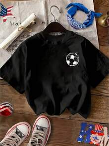 | Exquisite Design | Loose And Comfortable | Easy To Match | Women's Short-Sleeved, Crew-Neck, Letter-Print Athletic T-Shirt - 黑色 - 查看 1