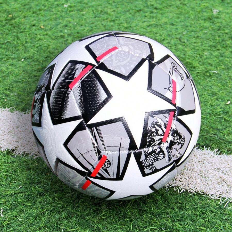 Machine-Stitched Soccer Ball With Three Rings, PVC Material, Size 5, For Training And Competition - 8 - View 1