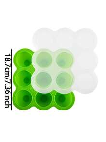 2-Tone 9-Grid Silicone Baby Food Freezer Container With Lid, 1 Ice Cube Tray - Multicolor - View 3