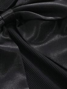 Camiseta ajustada de mujer con cuello cuadrado, decoración de lazo y manga corta, top lindo para el Día de San Valentín en verano - Negro - Ver 8