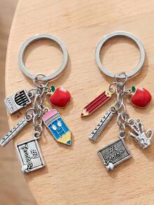 Teacher Appreciation Gift, Personalized Teacher Keychain, Custom Name Leather Keychain, Back To School Gift, End Of Year Teacher Gift - Multicolor - View 5