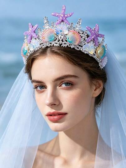Corona de estrella de mar estilo "Mermaidcore", ideal para bodas, fiestas en la playa, sesiones de fotos y festivales
