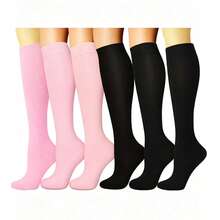 1/6 Pairs Sports Compression Socks, Elastic Long Solid Color Socks, Y2k, Cozy - Multicolor - View 23