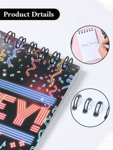 8pcs Neon Glow Party Mini Spiral Notebooks, Designs Glow Party Spiral Notebooks With Disco Ball, Neon Text("Happy Night" & "Fun Night") & Party Prints,Mini Coil Notepad, For Glow, Disco & Neon Birthday Parties,Birthday Party Supplies,Wedding Decor,Bridal Shower Favors,Babyshower Decor,Home Daily Use,Office Supplies,Shopping List,Daily Records,Holiday Decorations - Colored Fluorescence - View 11