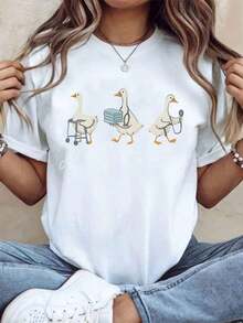 1 pieza de camisa de enfermera con diseño de pato, divertido regalo para enfermeras y trabajadores de la salud, uniforme para personal de hospital, 180g 100% algodón. - Blanco - Ver 8