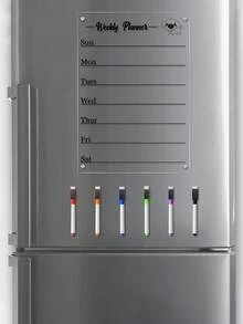 Cute Puppy Design Refrigerator Weekly Planner Message Board, Erasable Acrylic Schedule Planner With Multi-Color Pens, Office And Home Use, Erasable Schedule Message Board, Home Memo Record Sticker, Back To School - Multicolor - View 8