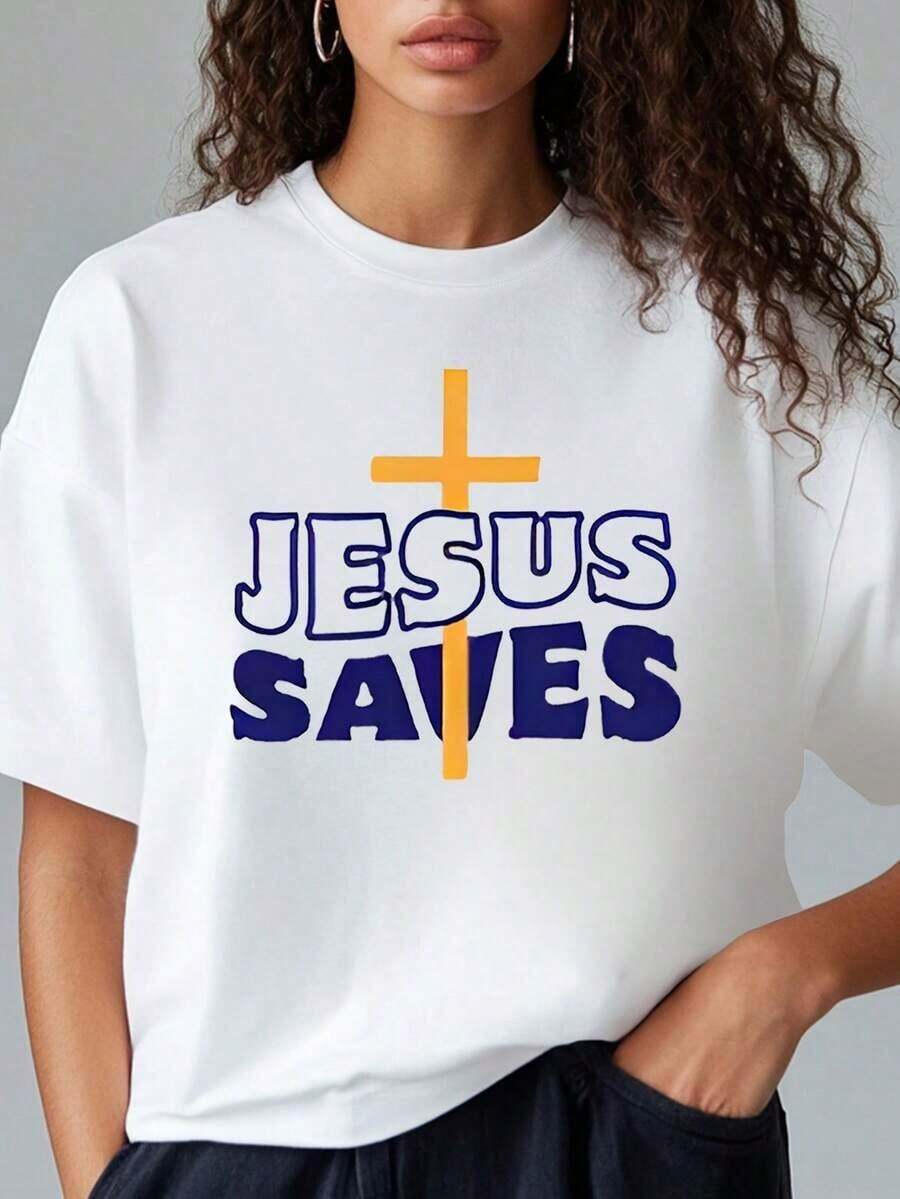 Modern Minimalist T-Shirt - Prayer And Faith Design - Perfect For Casual Wear Or Church Activities, Choir, Missionary Ministry, Summer Camp, Easter - Processed In The USA - Casual Everyday Wear - 白色 - 查看 1