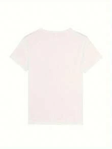 Small Town Harajuku Women's Comfortable Fit T-Shirt, Short Sleeve T-Shirt, Streetwear, Tops, Aesthetic T-Shirts, Vintage Urban Style, Unisex, Loose Cotton Short Sleeve Crew Neck T-Shirt - 白色 - 查看 3