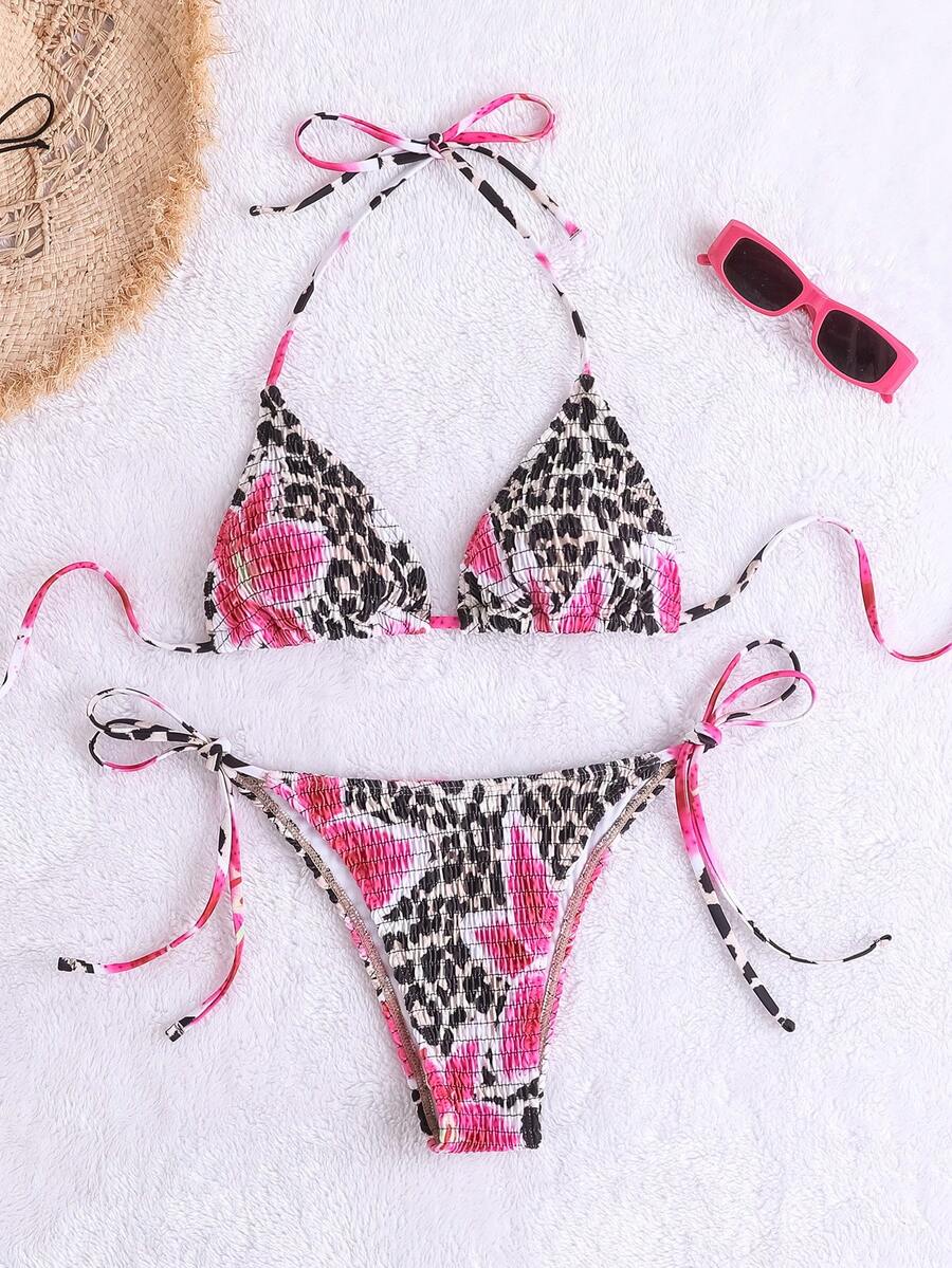 Sexy Bikini For Women 2026, Leopard Print With Ruched Effect And Triangle Cups – Swimsuit - JY540-RO - 查看 1