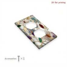 1pc Elegant Beige & Gold Gemstone Floral Mosaic Wall Plate - Home Decor Switch And Outlet Cover, Suitable For Kitchen, Easy Installation, No Wiring/Battery Required, Fits Single/Double Switch And Outlet, Decorative Panel, 2D Flat - A - View 8