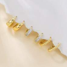 3 Pairs Earrings Set Minimalist Hoop Earrings For Women Dainty Stackable Huggie Earrings Everyday Jewelry - TZ534 - View 5