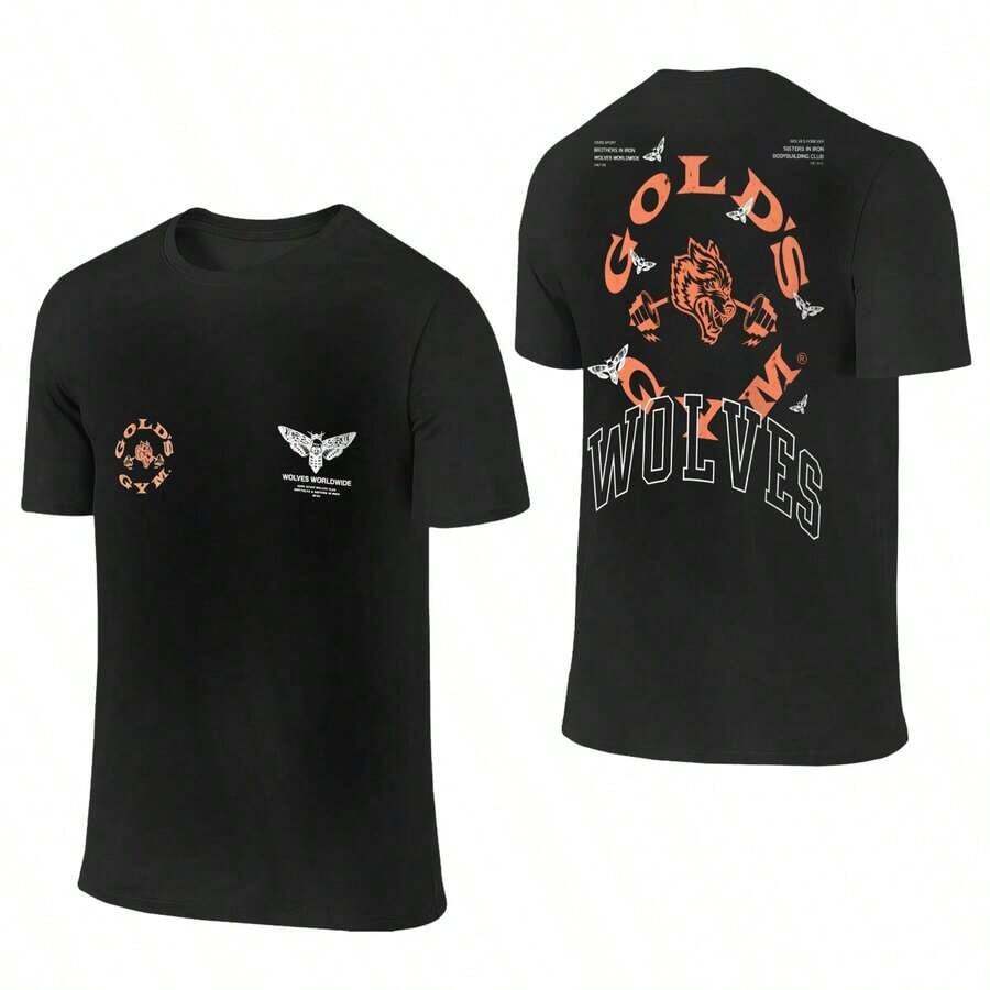 180g Soft Cotton Crew Neck T-Shirt For Men And Unisex, With Print Inspired By DARCSPORT And Gold's Gym, Breathable T-Shirt For Training And Gym, Take That T Shirt, Father's Day, Shirts For Men, Mens Holiday Clothes, Boyfriend Gifts, Clothes T Shirts For Men And Women Tops For Women, Family Matching Outfit Adult And Children's Sizes - NEGRO-4 - Xem 1