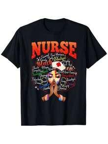 Camiseta unisex con estampado de enfermeras africanas - Mes de la Historia Negra, Las Vidas Negras Importan, Profesión de Enfermería - Camiseta de algodón puro suave y transpirable con un eslogan empoderador - Camiseta ligera de cuello redondo, adecuada para el Día de la Igualdad de las Mujeres, la Semana de las Enfermeras, la temporada de regreso a clases - Tallas S-XXXL - Regalo ideal para enfermeras y defensores, ropa casual para el día a día, ropa que expresa orgullo cultural, ajuste cómodo. - Negro - Ver 1