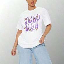 Playera de mujer Cartoon Bangtan Boys, Regalo de ídolo para fans del Army, Concierto Arirang World Tour 2026-2027, Ligera y transpirable para fans, Uso diario casual. - Blanco - Ver 2