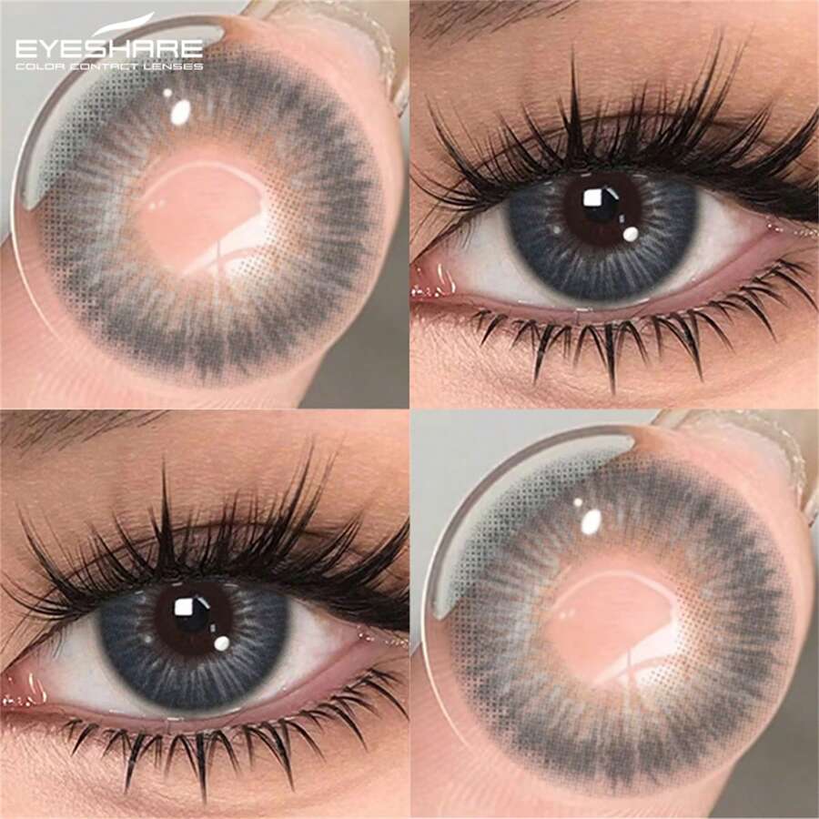 EYESHARE EYESJARE 1對新款彩色隱形眼鏡 棕色眼妝隱形眼鏡 高品質藍色灰色綠色隱形眼鏡 適合婚禮情人節禮物，6個月拋棄式，14.2mm，適合日常約會與假日活動