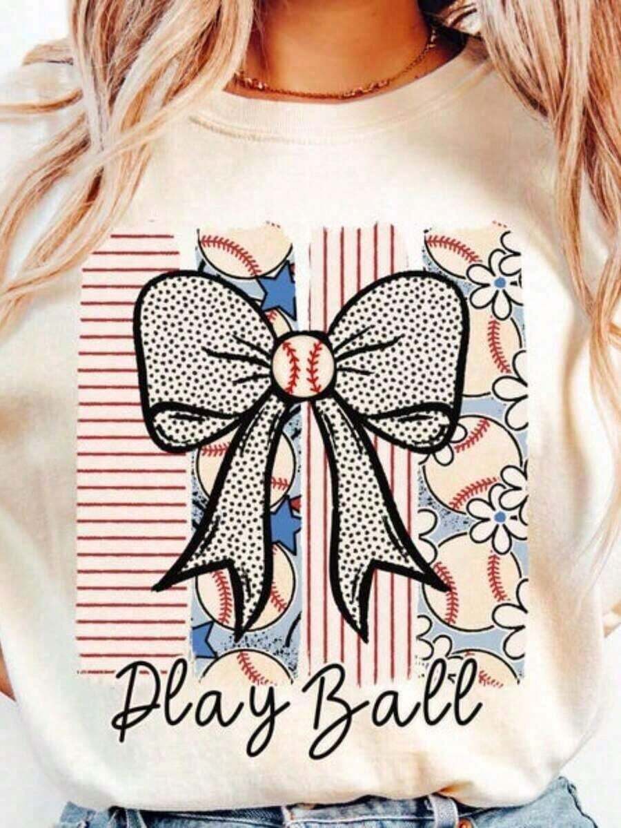 100% Cotton Casual Baseball T-Shirt, Baseball Playing T-Shirt, Game Day T-Shirt, Baseball Fan T-Shirt, Gift For Baseball-Playing Mom, Mom Outfit, Cute And Feminine T-Shirt, 2026 Fashion T-Shirt - 白色 - 查看 1