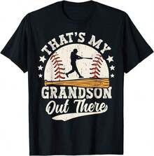 Women's Sports T-Shirt With Graphic Print 'Baseball, Grandma, Grandpa, That's My Grandson', Black, Soft Cotton, For A Casual Elegant And Versatile Style In Daily Life, Parties And Outings, Sizes S - 3XL, High Comfort And Elasticity. - 白色 - 查看 1