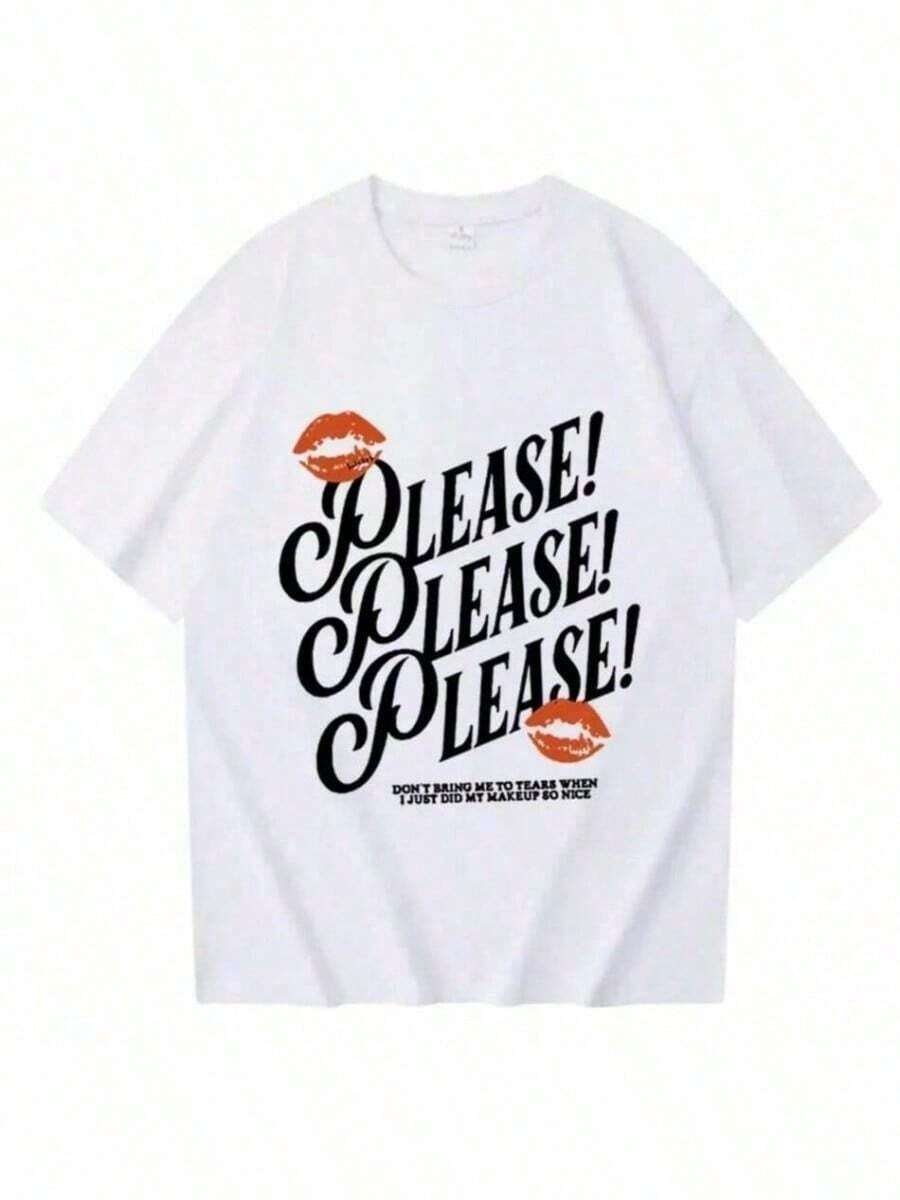 Camiseta de manga corta con cuello redondo y estampado para mujer. Perfecto para citas, desplazamientos diarios y salidas informales. Diseño clásico minimalista de cuello redondo, fácil de combinar y adecuado para todas las formas de cuerpo. - Blanco - Ver 1