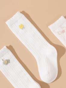 3 Pairs All-Season Baby White Bubble Leg Socks Cute Elegant Princess Socks - White - View 2