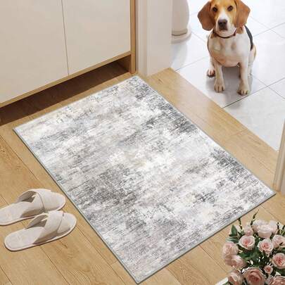 Alfombra de área minimalista, felpudo de entrada lavable, felpudo de interior antideslizante, alfombra de puerta principal de faux lana suave, adecuada para baño, cocina, exterior, interior, pasillo, dormitorio, sala de estar, lavable a máquina, fácil de limpiar, base antideslizante, adecuada para decoración de dormitorio, decoración de baño, decoración navideña, decoración de habitación, decoración exterior