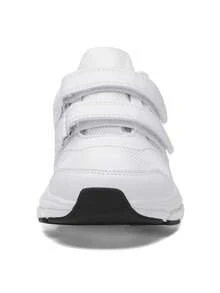 Children's White Hook And Loop Sports Shoes, Lightweight Breathable Running Sneakers - White - View 3