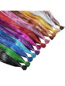 30pcs/Pack High Temperature Synthetic Hair Bundles With Gold And Silver Metallic Strands - Multicolor - View 4