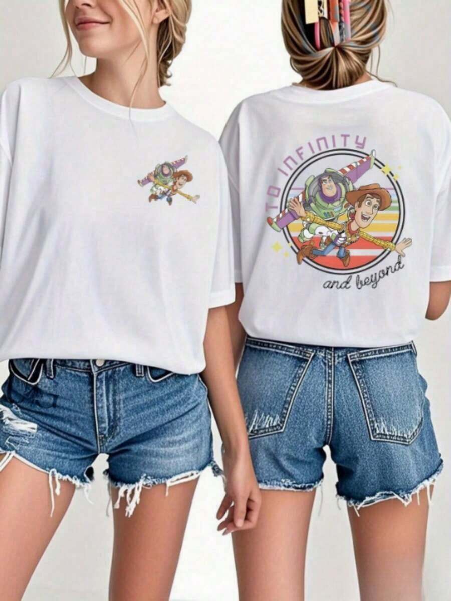 Camisetas de Mujer con Estampado "TO INFINITY And Beyond", Letras en Anillo + Estampados de Woody y Buzz , Serie , Suaves, No Fáciles de Deformar, Necesarias para Primavera y Verano, Cómodas y Amigables con la Piel, Camisetas de Moda para Mujer. Camiseta 100% Algodón con Estampado de Patrones - Estampado Creativo de Dibujos Animados, Tela Ligera y Transpirable, Cuello Redondo Regular, Camiseta Casual Urbana para Primavera y Verano, Camiseta de , Excelente Regalo para las Fiestas. Camiseta unisex de algodón de manga corta y cuello redondo, estilo vintage urbano, holgada. Blusas para mujer. blusas.blusas casuales para dama.blusas para mujer. blusas.blusas casuales para dama.Impresión de osos cariñosos.Camiseta estampada Impresión de osos cariñosos. - Blanco - Ver 1