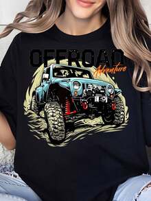 Camiseta Gráfica Offroad Adventure Je1ep para Hombres y Mujeres, para Actividades al Aire Libre, Camping, Caza, Pesca, Viajes, Regalo, Camiseta con Estampado Artístico - Negro - Ver 6