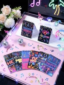 8pcs Neon Glow Party Mini Spiral Notebooks, Designs Glow Party Spiral Notebooks With Disco Ball, Neon Text("Happy Night" & "Fun Night") & Party Prints,Mini Coil Notepad, For Glow, Disco & Neon Birthday Parties,Birthday Party Supplies,Wedding Decor,Bridal Shower Favors,Babyshower Decor,Home Daily Use,Office Supplies,Shopping List,Daily Records,Holiday Decorations - Colored Fluorescence - View 4