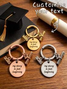 Personalized 2026 Graduation Keychain, Personalized Name And Text With Graduation Charm, Inspirational Quote Key Ring, Unique Graduation Gift, Diploma And Year Charm, 2026 Graduate Graduation Gift, 2026 Student And Friend Souvenir, Back To School Gift, Customized Bag Pendant Gift - Multicolor - View 4