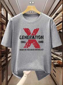 Men's Plus Size T-Shirt, 100% Cotton, Vintage Birth Year Print 1965-1980, Crew Neck, Short Sleeve, Casual Style - Comfortable And Breathable Summer T-Shirt, Suitable For Sizes S And Plus Size - 灰色 - 查看 6