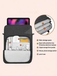 Mochila portátil multifuncional con puerto USB, mochila de viaje resistente al agua para hombres y mujeres, cabe portátiles de 15.6 pulgadas - Negro - Ver 7