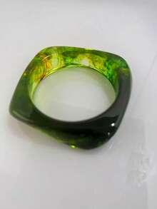 3pcs European And American Cross-Border Asymmetrical Geometric Resin Bracelets 2026 New Acrylic Green Minimalist Versatile Hand Jewelry Set - Multicolor - View 4