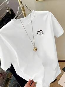 Camiseta de Mujer - Corte Clásico Cómodo, Suave y Transpirable, Ideal para Uso Diario, Diseño Clásico de Cuello Redondo, Combina con Varios Atuendos, Múltiples Colores Disponibles, Ajuste Elástico, Lavable, Tallas XS a XXL - Blanco - Ver 7